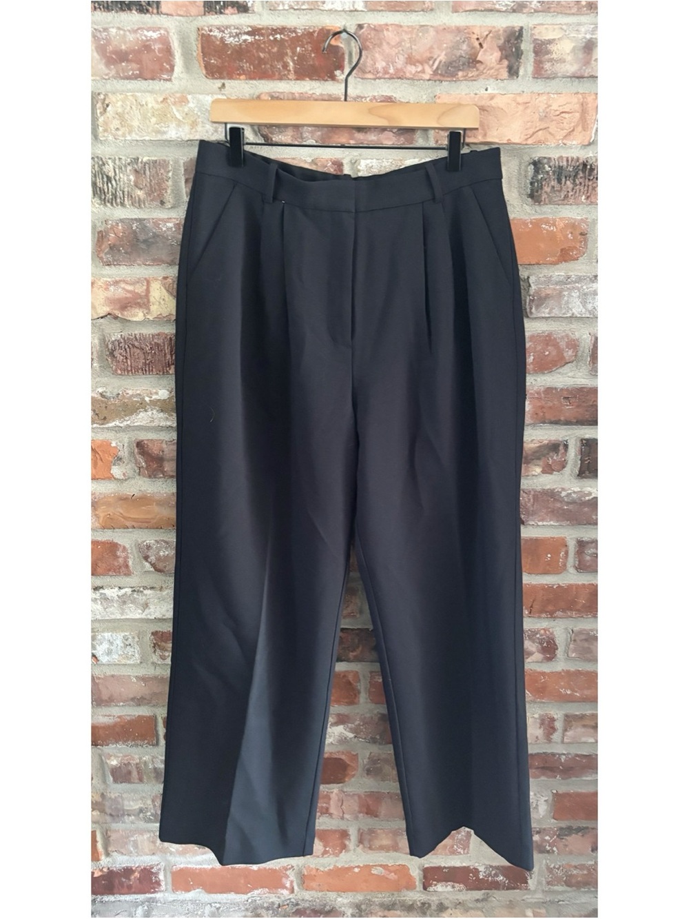 Abercrombie Black Sloane Pleated Wide Leg Trouser Pants, 32 / 14